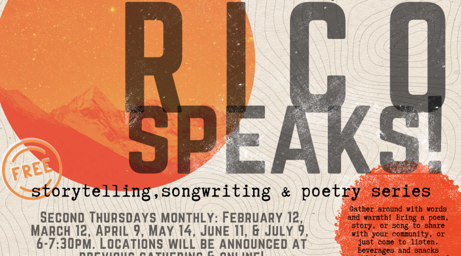 Rico Speaks: New Monthly Gathering for Creative Voices